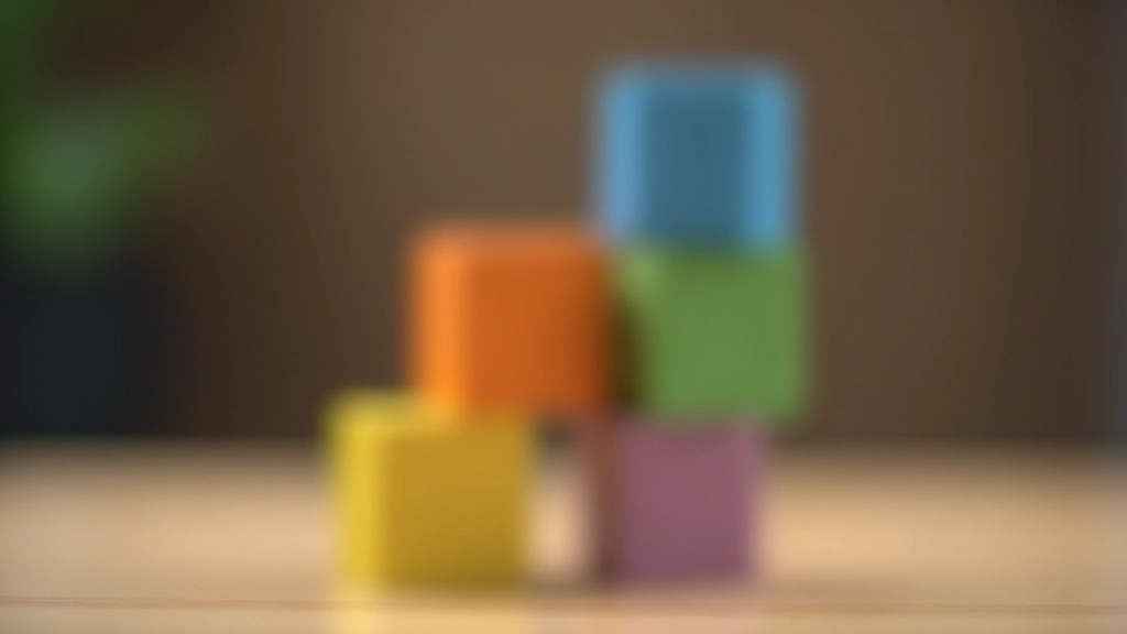 Vier farbige Bausteine übereinander gestapelt, symbolisieren die vier Säulen der mentalen Stärke