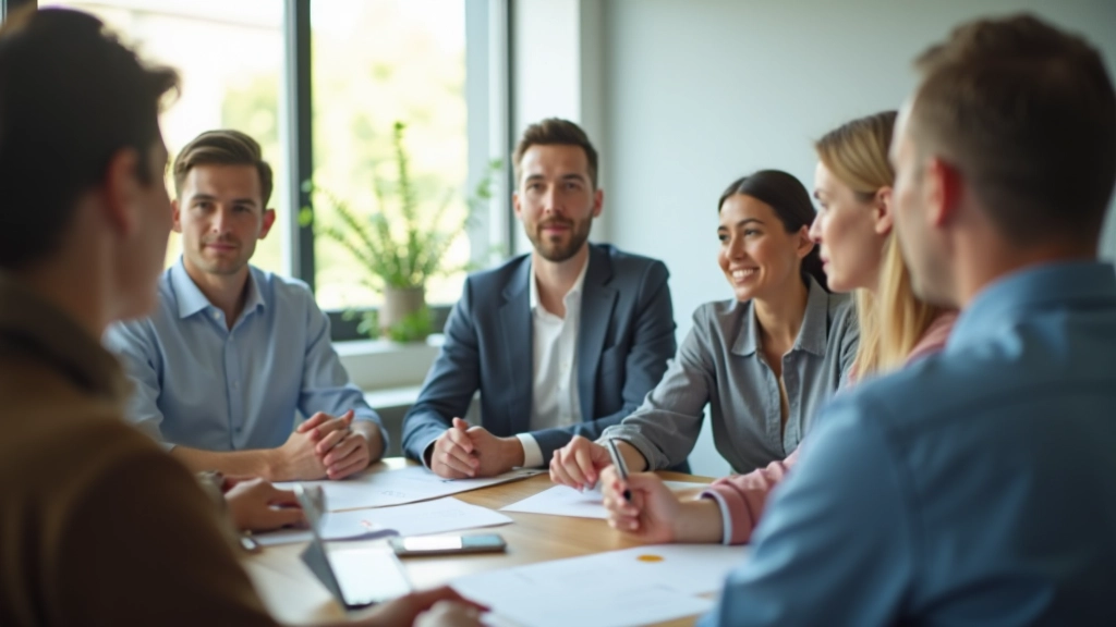 Team von Fachleuten in modernem Trainingsraum, natürliche Beleuchtung, konzentrierte Atmosphäre