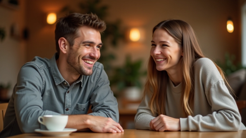 Menschen sitzen in entspannter Atmosphäre zusammen, lachen und unterhalten sich bei einer gemütlichen Mahlzeit