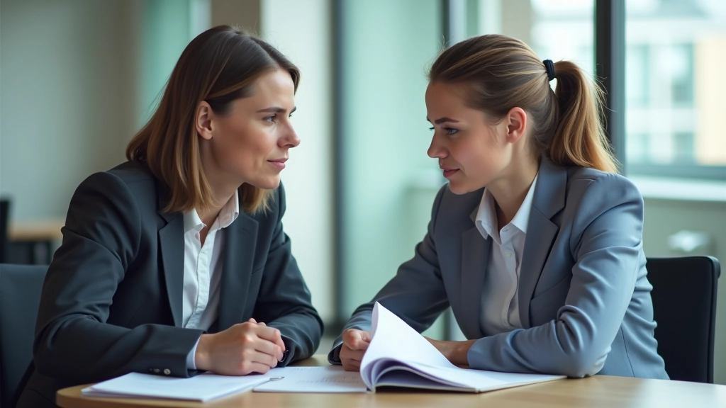 Zwei Kollegen sitzen sich gegenüber an einem Tisch, sprechen und notieren gemeinsam Ideen, kooperatives Lernen und Unterstützung