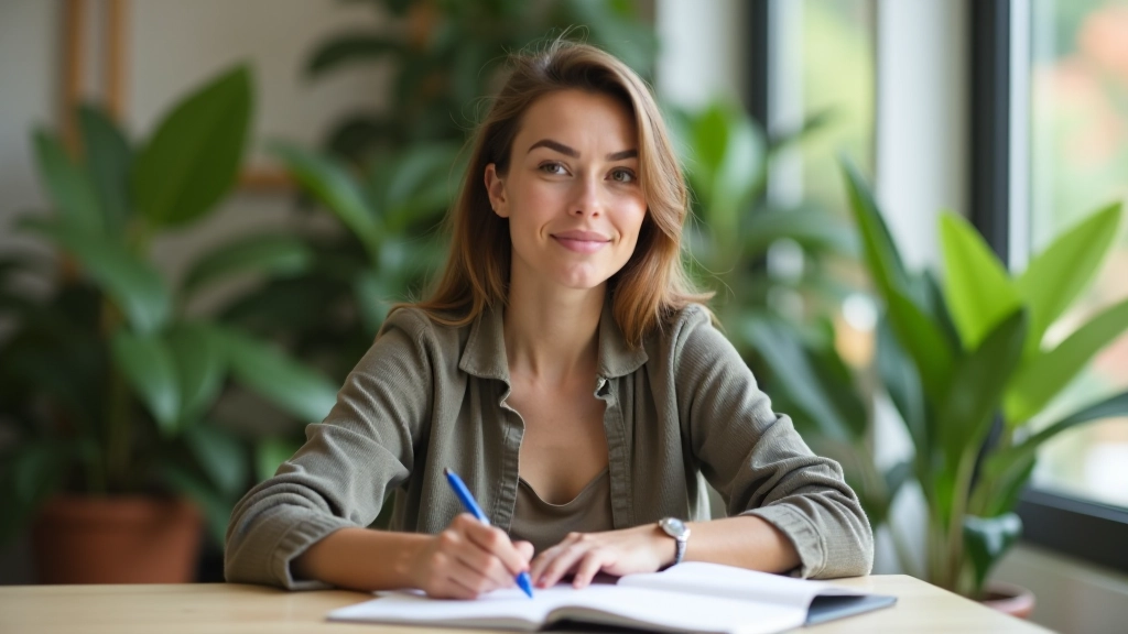 Frau mit strahlender Ausstrahlung schaut positiv in die Ferne